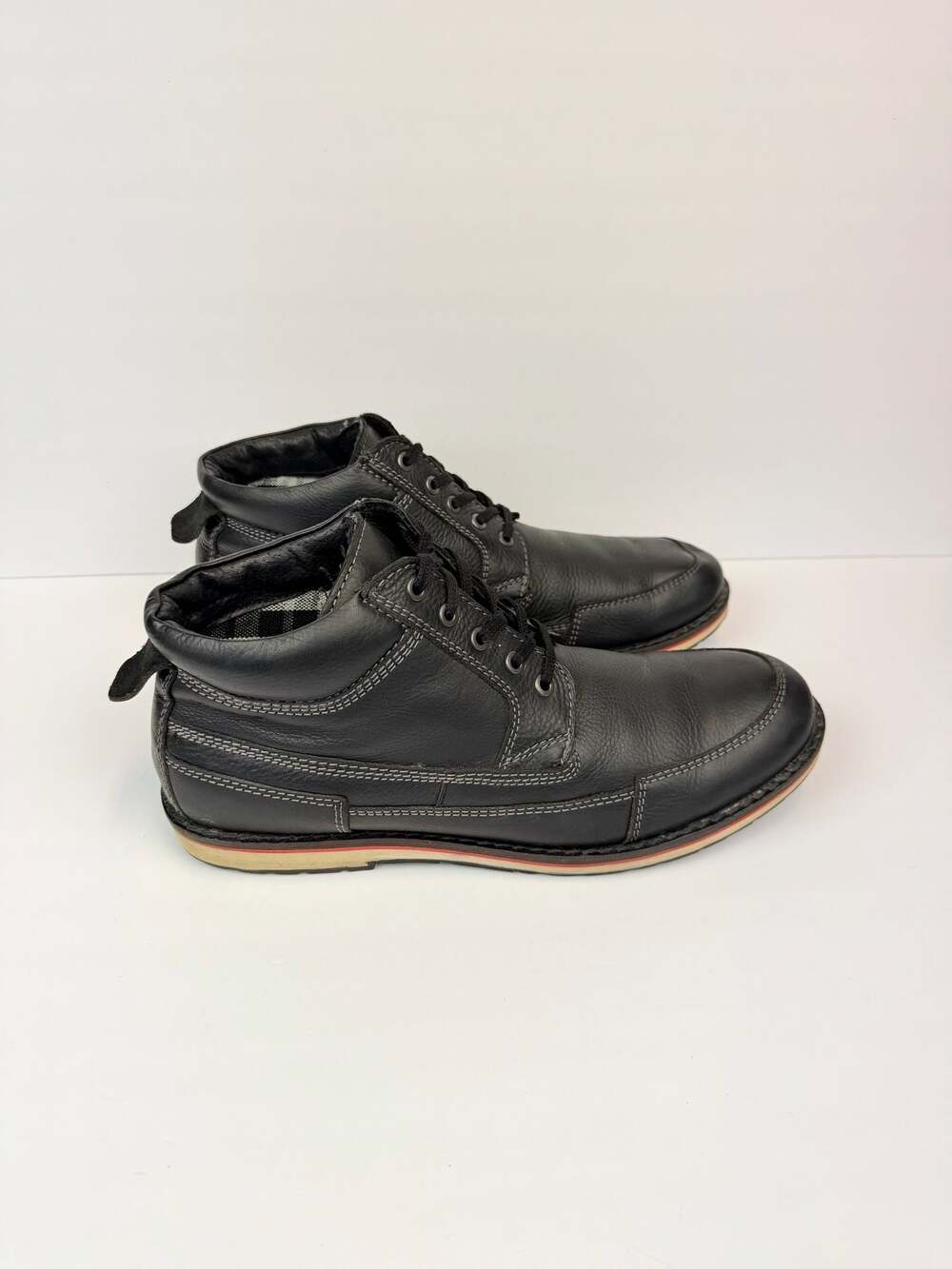 Sanita Leather Lace Up Moc Toe Ankle Boots Model 461981 Black US 12 EU 45